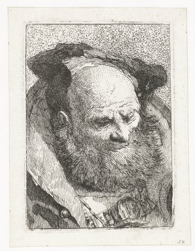 Oude man met baard door Giovanni Domenico Tiepolo