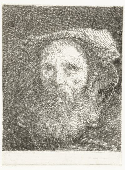 Oude man met baard en baret door Giovanni Domenico Tiepolo