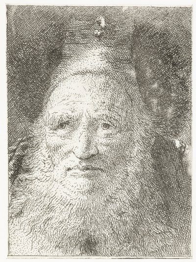 Oude man met bontmuts door Giovanni Domenico Tiepolo