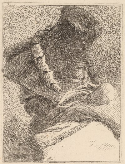 Profiel van een Oude Man met een Hoed door Giovanni Domenico Tiepolo