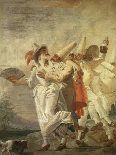 Pulcinella verliefd, c.1793 door Giovanni Domenico Tiepolo