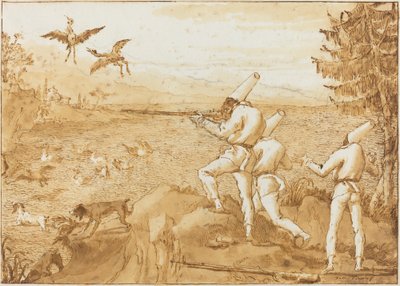 Punchinellos Jagen op Watervogels door Giovanni Domenico Tiepolo