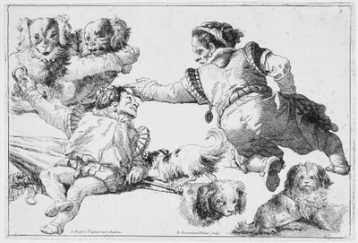 Studies van Dwergen en Honden door Giovanni Domenico Tiepolo