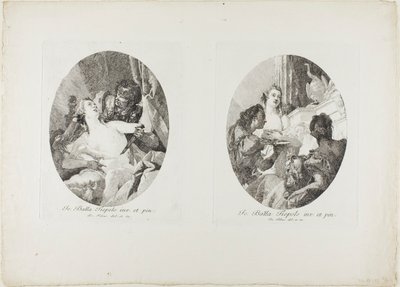 Tarquinius en Lucretia en Cleopatra Geëerd met Geschenken door Giovanni Domenico Tiepolo