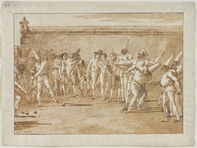 Het spel van kegelen door Giovanni Domenico Tiepolo