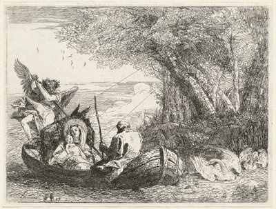 De Heilige Familie Wordt Over de Rivier Gevaren door Giovanni Domenico Tiepolo