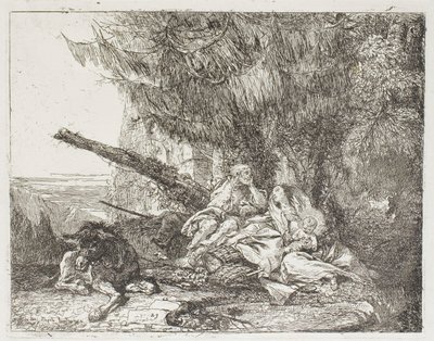 De Heilige Familie Rustend in een Bos, plaat 23 uit De Vlucht naar Egypte door Giovanni Domenico Tiepolo