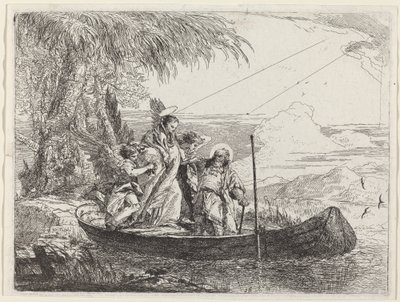 De Madonna, Kind en Engelen die de Boot Binnenkomen door Giovanni Domenico Tiepolo