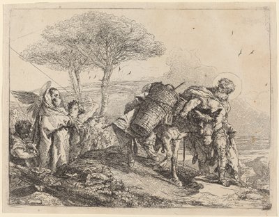 De Madonna en Kind aan de Linkerkant, met een Rij Engelen door Giovanni Domenico Tiepolo