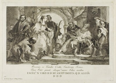 De patroonheiligen van de familie Crotta door Giovanni Domenico Tiepolo