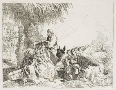De Rust Tijdens De Vlucht, plaat dertien uit De Vlucht naar Egypte door Giovanni Domenico Tiepolo