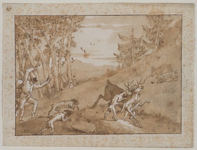 De hertenjacht door Giovanni Domenico Tiepolo