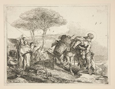 De Maagd, met het Kind, uit de serie Idee pittoresche sopra la fuga in Egitto (Vlucht naar Egypte) door Giovanni Domenico Tiepolo