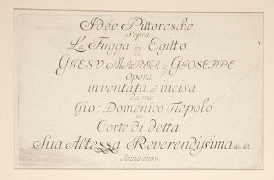Titelpagina (uit de serie Idee pittoresche sopra la fuga in Egitto) door Giovanni Domenico Tiepolo