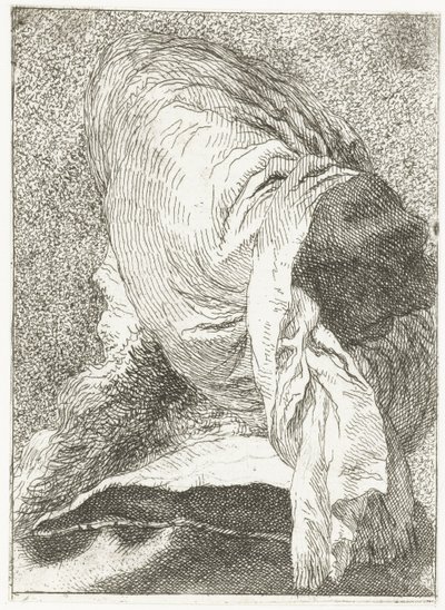 Turkse man met afgewend hoofd met tulband door Giovanni Domenico Tiepolo