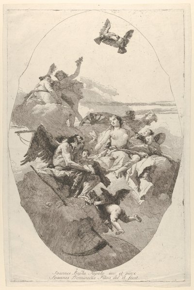 Venus vertrouwt Cupido toe aan Tijd, 1758-80 door Giovanni Domenico Tiepolo