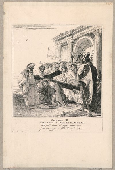 Via crucis - Station III, Hij valt voor de eerste keer onder het kruis door Giovanni Domenico Tiepolo