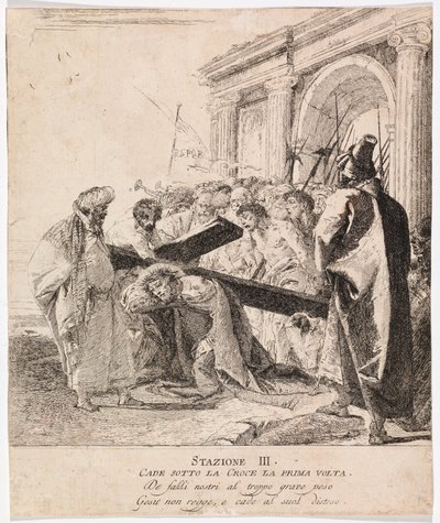 Via crucis - Statie III. Jezus valt voor de eerste keer door Giovanni Domenico Tiepolo