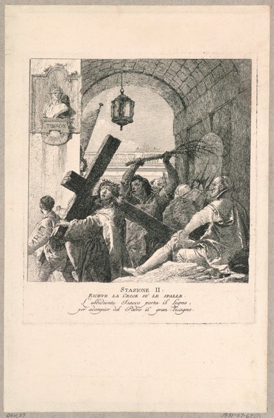 Via crucis - Station II, Hij neemt het kruis op zijn schouders door Giovanni Domenico Tiepolo