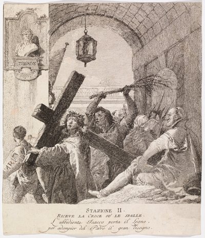 Via crucis - Statie II. Jezus neemt zijn kruis op door Giovanni Domenico Tiepolo