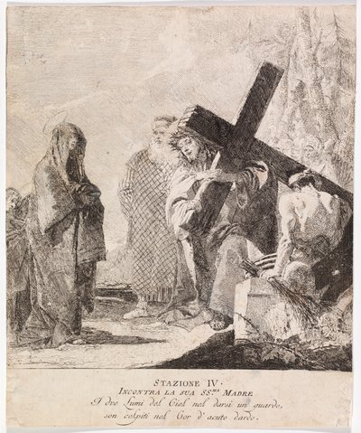 Via crucis - Statie IV. Jezus ontmoet zijn moeder door Giovanni Domenico Tiepolo