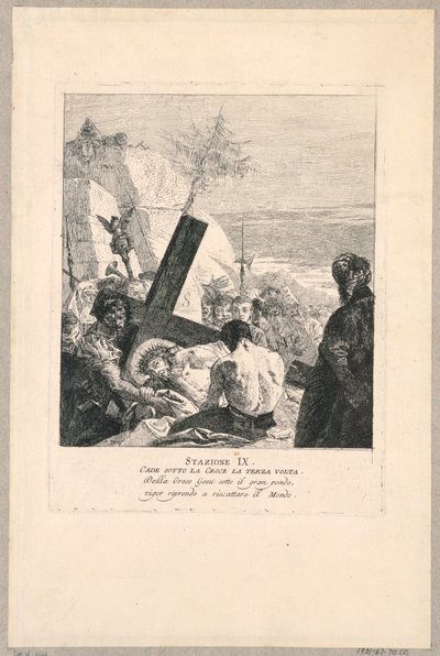 Via crucis - Station IX, Hij Valt voor de Derde Keer Onder het Kruis door Giovanni Domenico Tiepolo