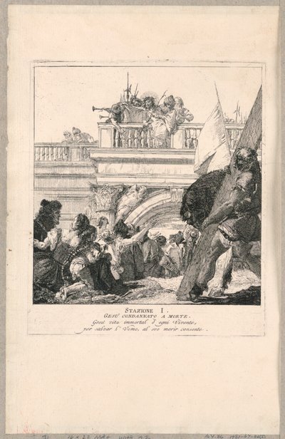 Via crucis - Station I, Jezus veroordeeld tot de dood door Giovanni Domenico Tiepolo