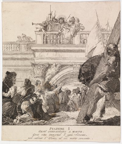 Via crucis - Station I. Jezus is ter dood veroordeeld door Giovanni Domenico Tiepolo