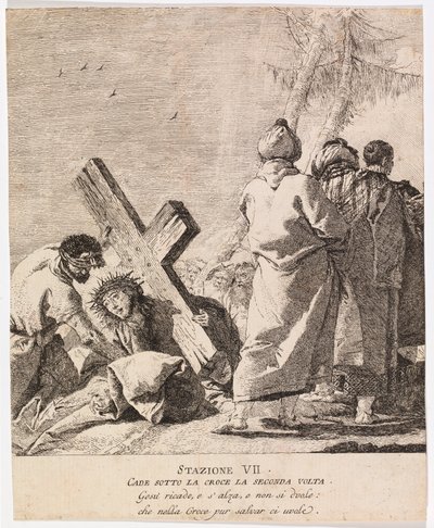 Via crucis - Statie VII. Jezus valt voor de tweede keer door Giovanni Domenico Tiepolo