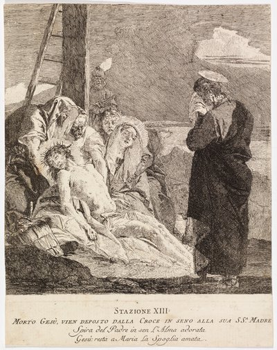 Via crucis - Statie XIII. Jezus wordt van het kruis gehaald door Giovanni Domenico Tiepolo