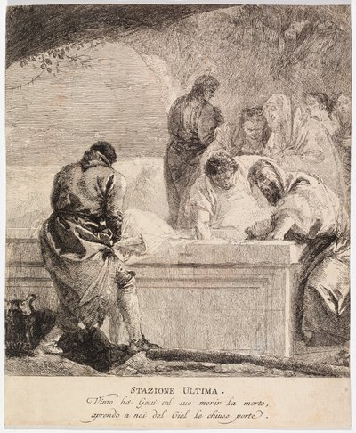 Via crucis - Statie XIV. Jezus wordt in het graf gelegd door Giovanni Domenico Tiepolo