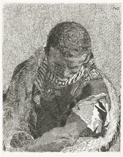 Zwarte jongen met gebogen hoofd door Giovanni Domenico Tiepolo