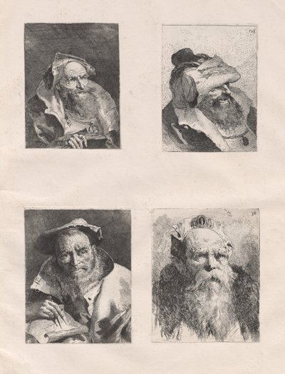 Verzameling van hoofden (Deel I en II) door Giovanni Domenico Tiepolo, after Giovanni Battista Tiepolo