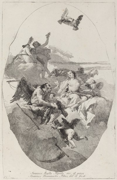 Venus Vertrouwt Cupido toe aan de Tijd door Giovanni Domenico Tiepolo after Giovanni Battista Tiepolo