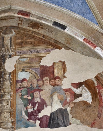 St. Catharina van Siena voor paus Gregorius XI in Avignon (fresco) door Giovanni Donato Montorfano