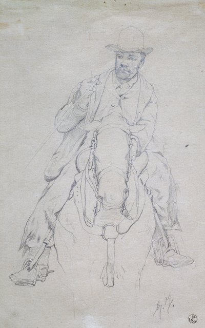 Buttero te paard (Toscaanse cowboy) door Giovanni Fattori