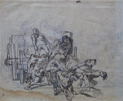 Kar met vier ossen door Giovanni Fattori