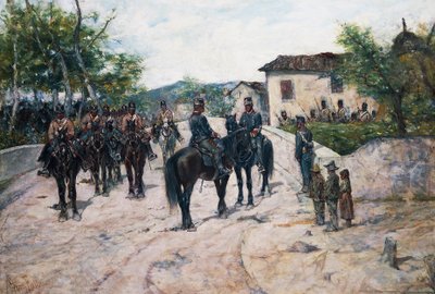 Cavalerie stop, ca 1890 door Giovanni Fattori