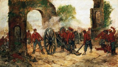Verdediging van Porta Capuana of Slag bij Volturno door Giovanni Fattori