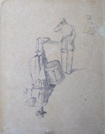 Tamboer en twee soldaten door Giovanni Fattori