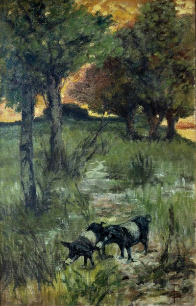 Italië, Florence, Varkens in de Weide door Giovanni Fattori