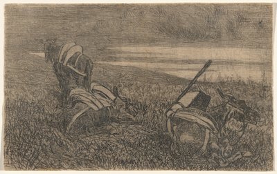 Kleine ezels in rust door Giovanni Fattori