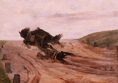 Man gevangen door een stijgbeugel door Giovanni Fattori