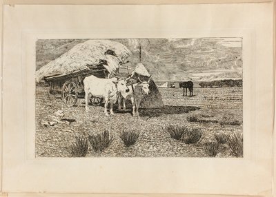 Ossen en wagen (Maremma) door Giovanni Fattori