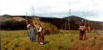 Boeren macchiaiole op de velden tijdens de oogst door Giovanni Fattori