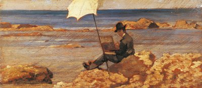 Schilderij op de rotsen door Giovanni Fattori