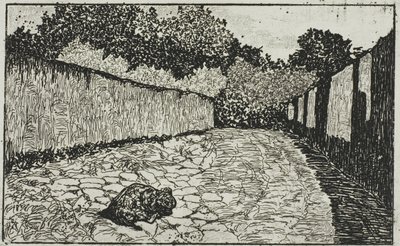 Kleine Straat aan de Rand van Florence met Puppy door Giovanni Fattori
