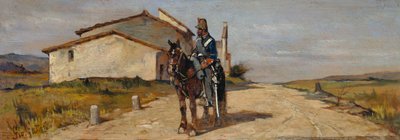 Soldaat te paard of Carabiniere te paard op patrouille door Giovanni Fattori