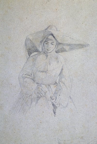 Studie van non voor Het Italiaanse Kamp bij de Slag bij Magenta door Giovanni Fattori door Giovanni Fattori
