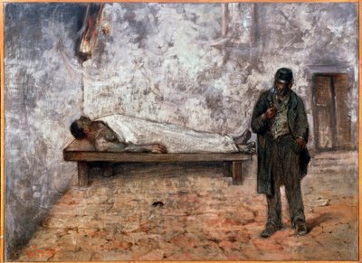 Het mortuarium of de onverschillige door Giovanni Fattori